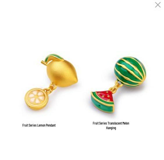 Pozłacana bransoletka damska z zawieszką cytryny i arbuza oraz naszyjnik z koralikiem szczęścia