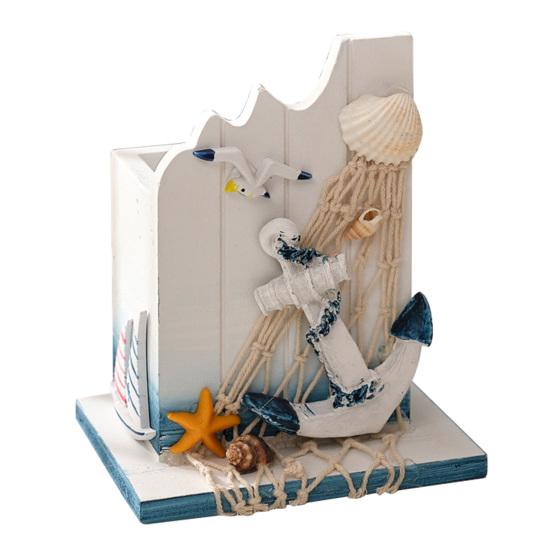 Maritimer Holz-Stifthalter Handgefertigt Mediterranes Thema Make-up-Pinsel-Organizer Ozeanstrand Stiftebehälter für Zuhause Büro