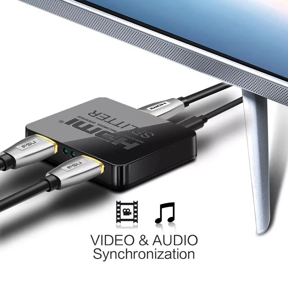 4K 30Hz HDMI Splitter 1x2 HDMI Switch 1 In 2 Out Video Distributor Splitter 1080P Dual Display for TV PC Laptop Monitor Projector HDTV DVD PS3 Xbox