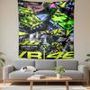 Tapestry Valentino Rossi VR46 Yamaha Neon Yellow Green Rider Closeup Poster Wall Hanging for Bedroom Decor