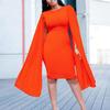 Fashion temperament Elegant long-sleeved pleated hip-wrapped elegant dress