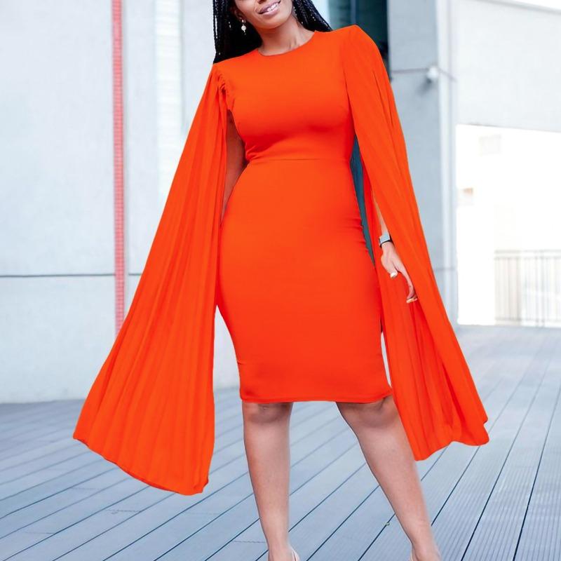 Fashion temperament Elegant long-sleeved pleated hip-wrapped elegant dress