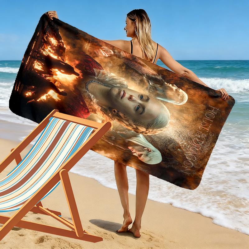House of Dragon Print Beach Towel, Large Soft Quick Dry Towel for Beach Camping Swimming