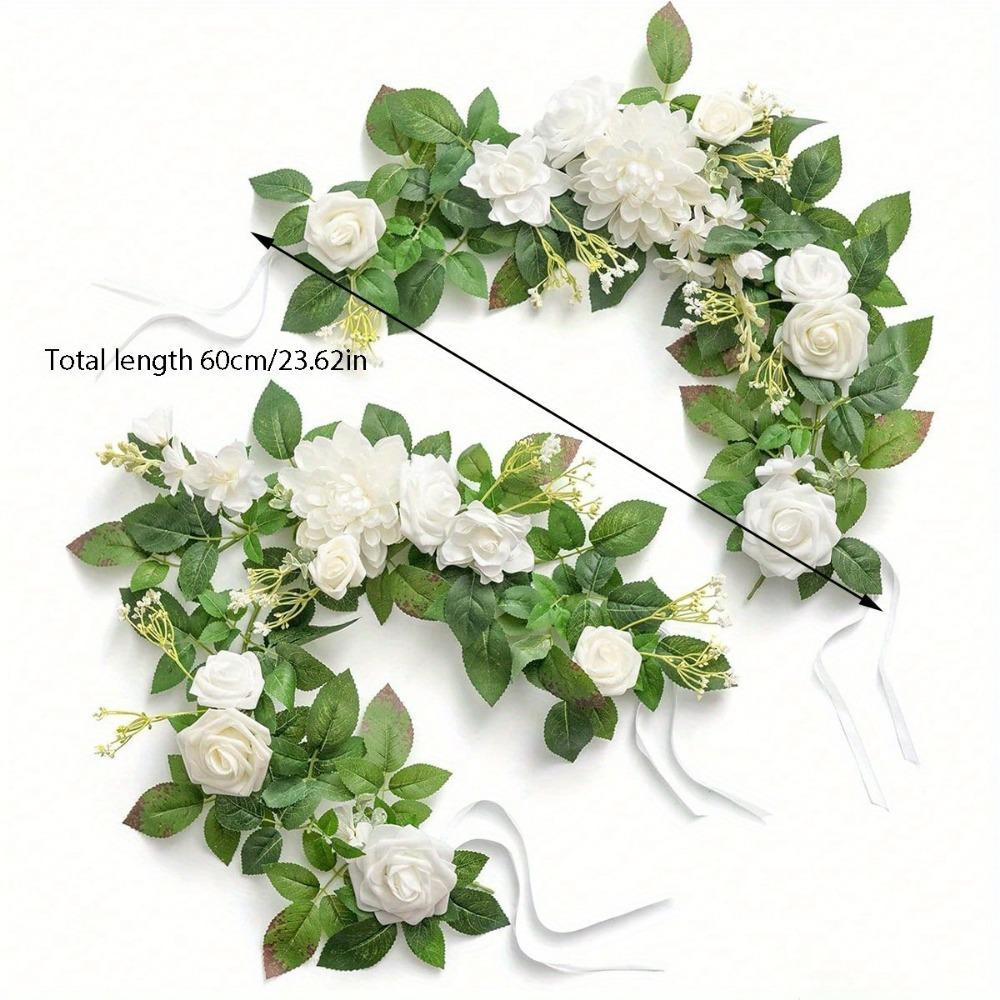 2 Stück Stuhllehne Blumengirlande Floral Künstliche Blumenarrangements Tischmittelstück Dekoration für Zuhause Hochzeitsparty Wohnzimmer Schreibtischdekoration