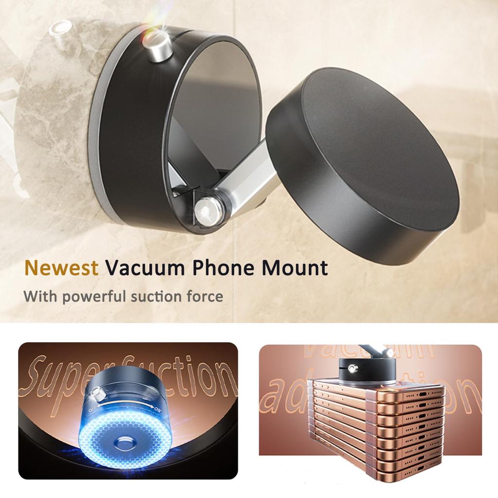 Universal Magnetic Phone Mount with Vacuum Suction - Adjustable Desktop & Car Holder for iPhone/Android