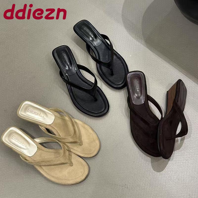 Fashion Female Spring Summer Round Toe Ladies Wedges Heeled Slippers Sandals Fashion Wedges Slippers Slides Shoes For Women Flip flops
