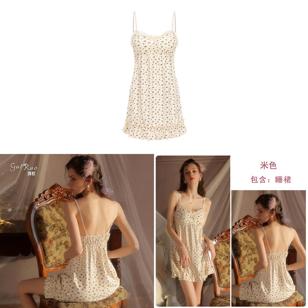 Milk Silk Sleeveless Nightdress With Floral Print And V Neck For Comfortable Sleep And Lounge