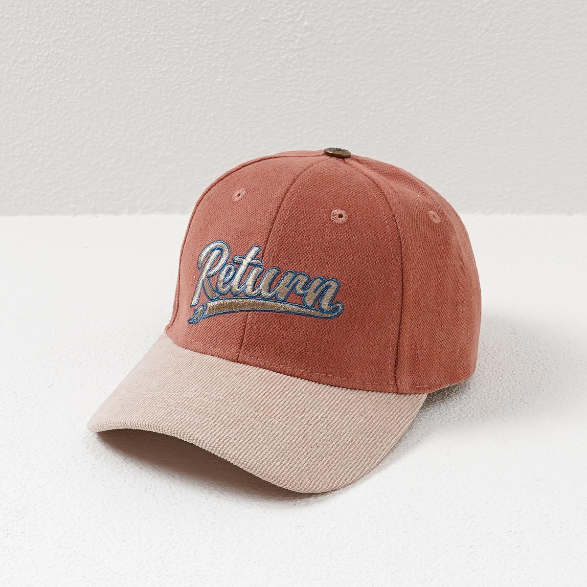 

Parent-child model~ Spring and Autumn corduroy baby cap boys and girls simple color matching children s baseball cap tide Child (50-53cm) оранжевый