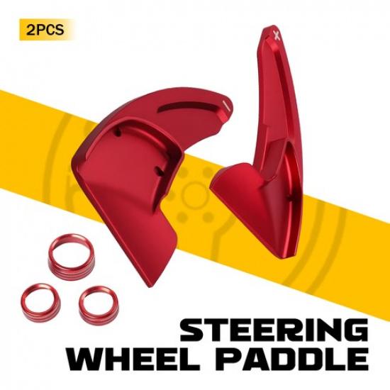 Aluminum Steering Red Wheel Knob Paddle*2+Contol Ring*3 For 15-21 Charger Dodge