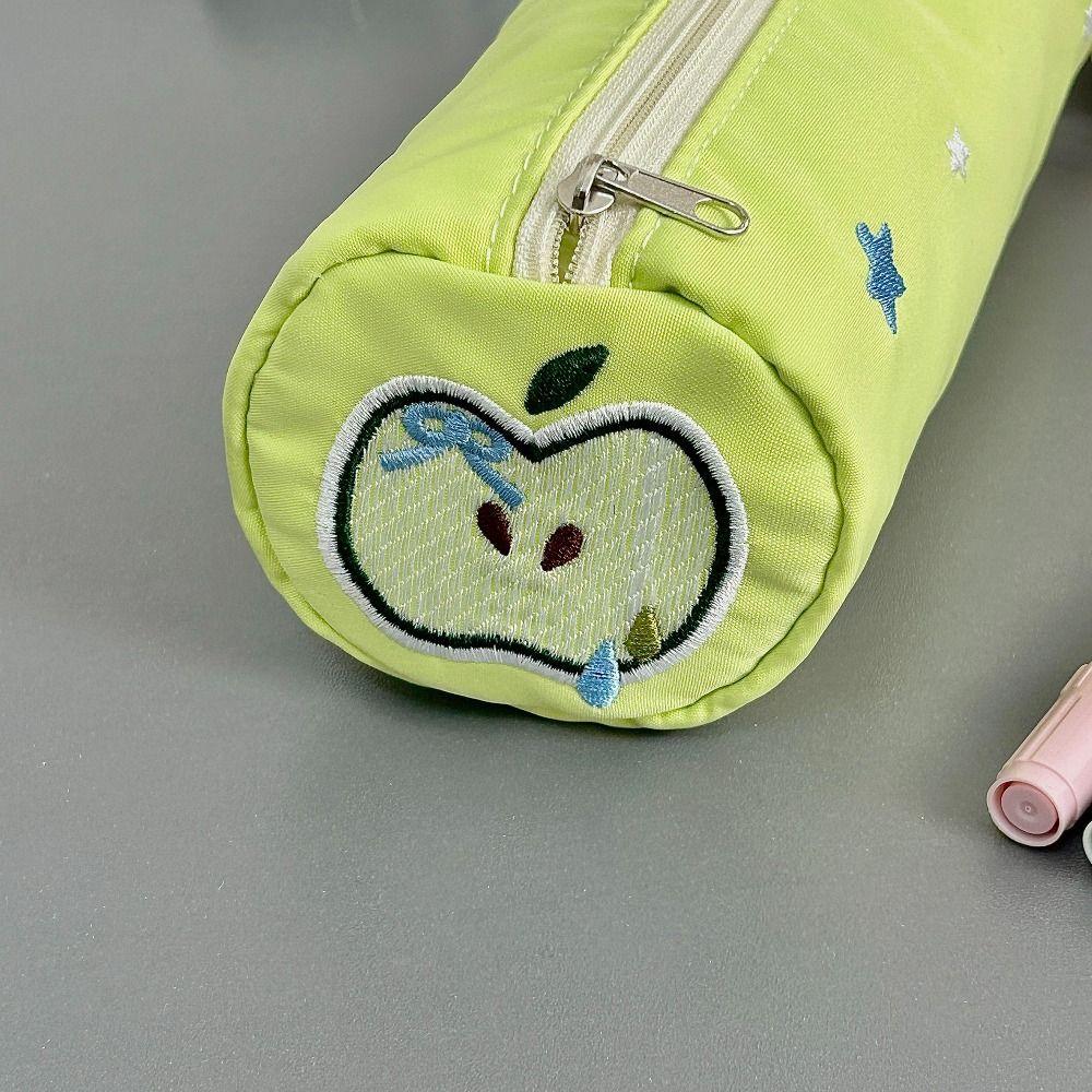 Summer Fruit Embroidery Pencil Case Large Capacity Stationery Organizer Pen Bag  School Office
