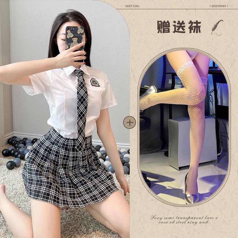 Sexy Underwear, Uniform Temptation, Student Clothing, Plaid Tie, Split Pure Japanese and Korean Campus Uniforms, Role-playing