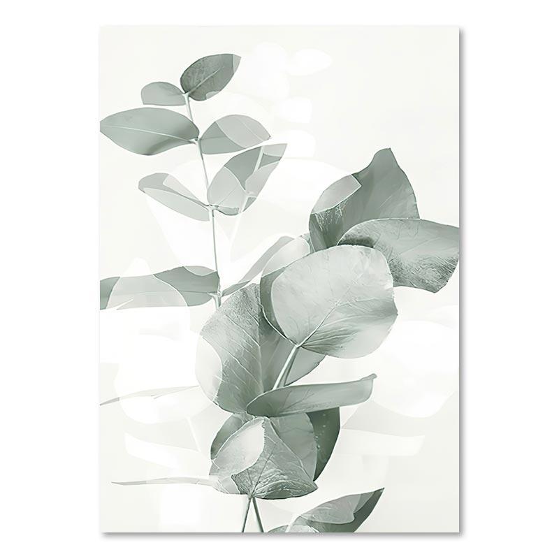 Abstrakt linje Figur Gröna löv Affisch Modern Väggkonst Dukmålning Nordisk Minimalistisk Bildtryck Hem Vardagsrum Inredning
