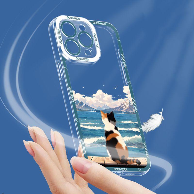 Anime Landschaft Süße Katze Blume Hülle für Xiaomi 15T POCO X7 Pro X5 X6 X3 M3 M4 F5 Pro MI 11 Lite 5G NE Redmi 15C Transparente Hülle
