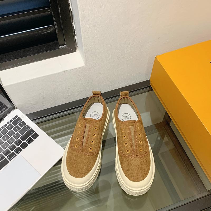 Fashion Spring New Casual Sports Shoes Women's Round Head Deep Mouth Suede Thick Sole Anti-slip Wear-resistant Single Shoes