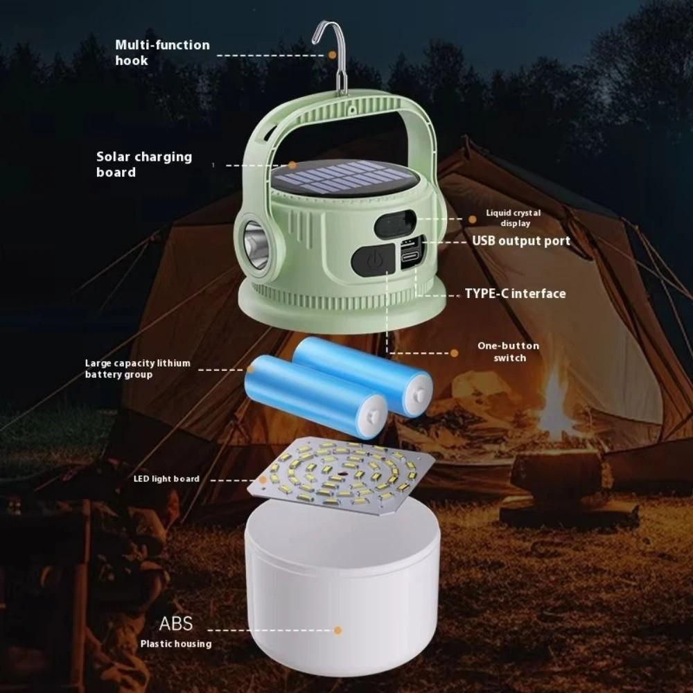 LED Light LED Solar Camping Light Waterproof USB Rechargeable Rechargeable Light with Hook Handheld Design Solar Camping Lights