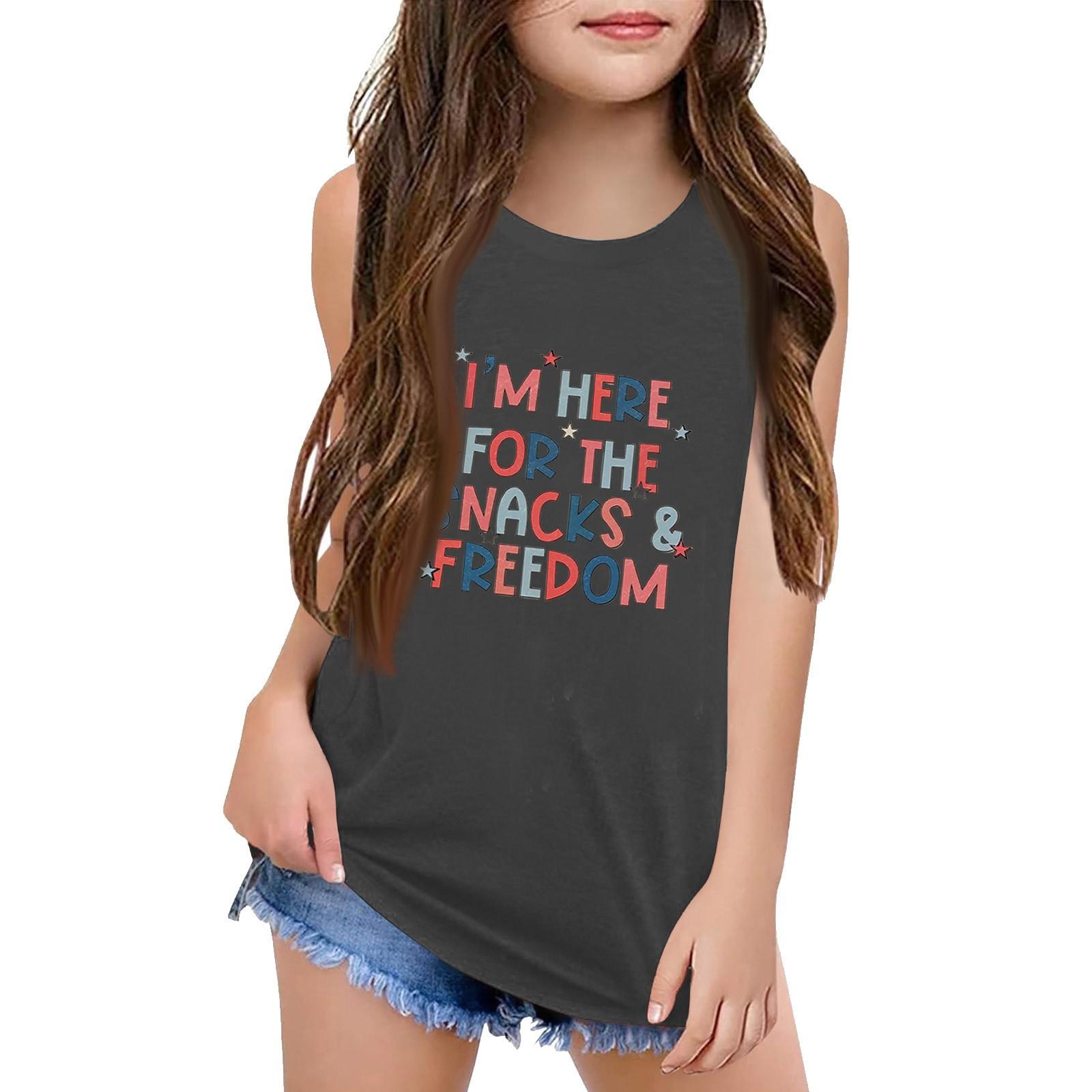 

Девочки Дети Лето Круглый вырез Без рукавов Рубашки Майки 110