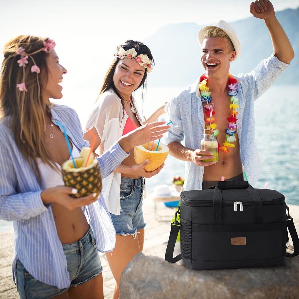 Axroad Mall 35L Insulated Lunch Bag, Waterproof Portable Cooler with Handle, Black PVC/Aluminum, for Office Work School Travel, 42x28x31 cm