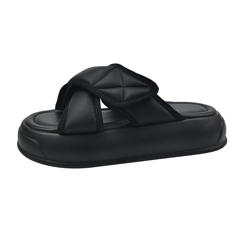 

Платформенные шлепанцы женские новые универсальные на липучке черные шлепанцы женские летние модные универсальные сандалии 35 чёрный