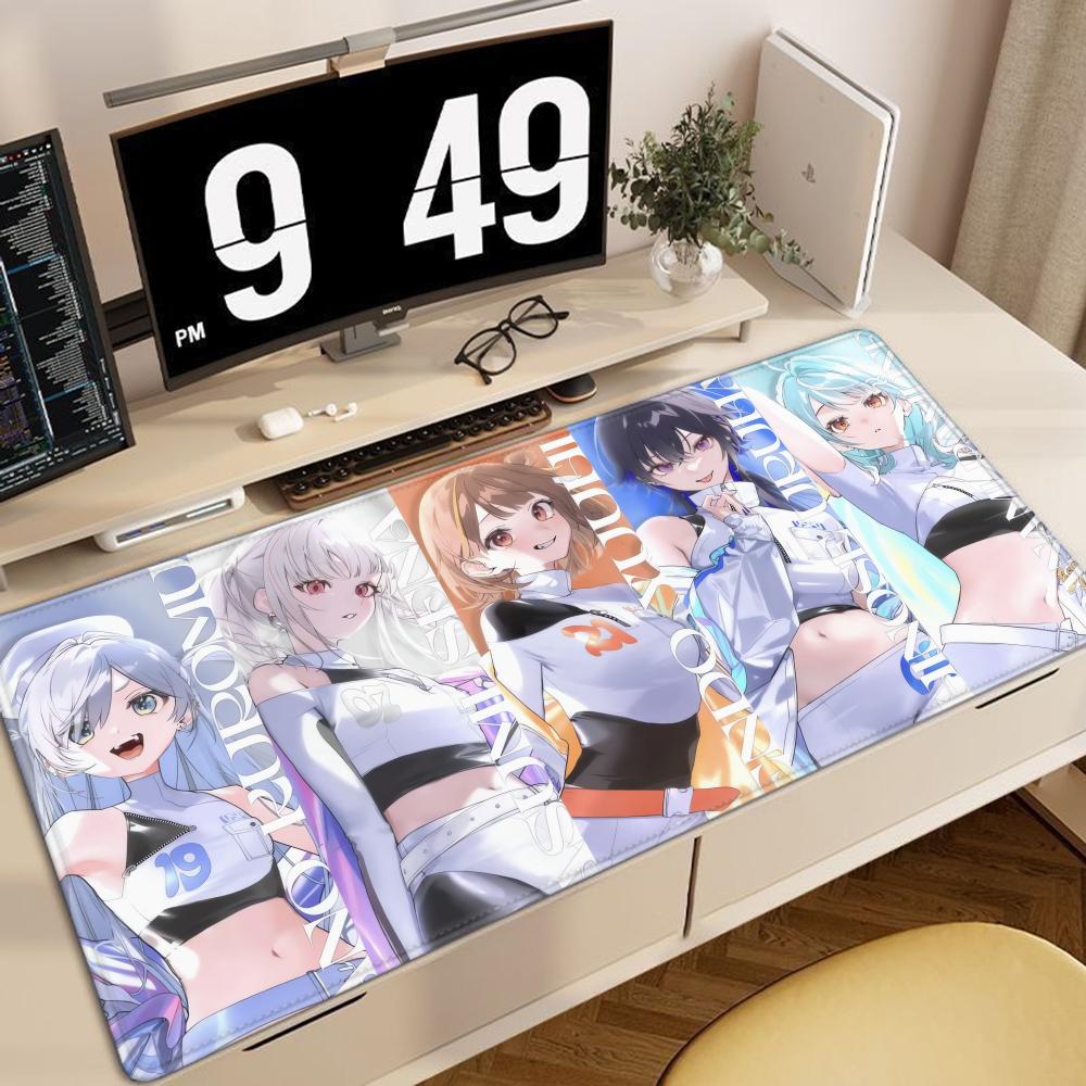 Gaming Mouse Pad Large Desk Mat Antislip Base Stitched Edges Group Anime Girls Print for Gaming Office Desk Use