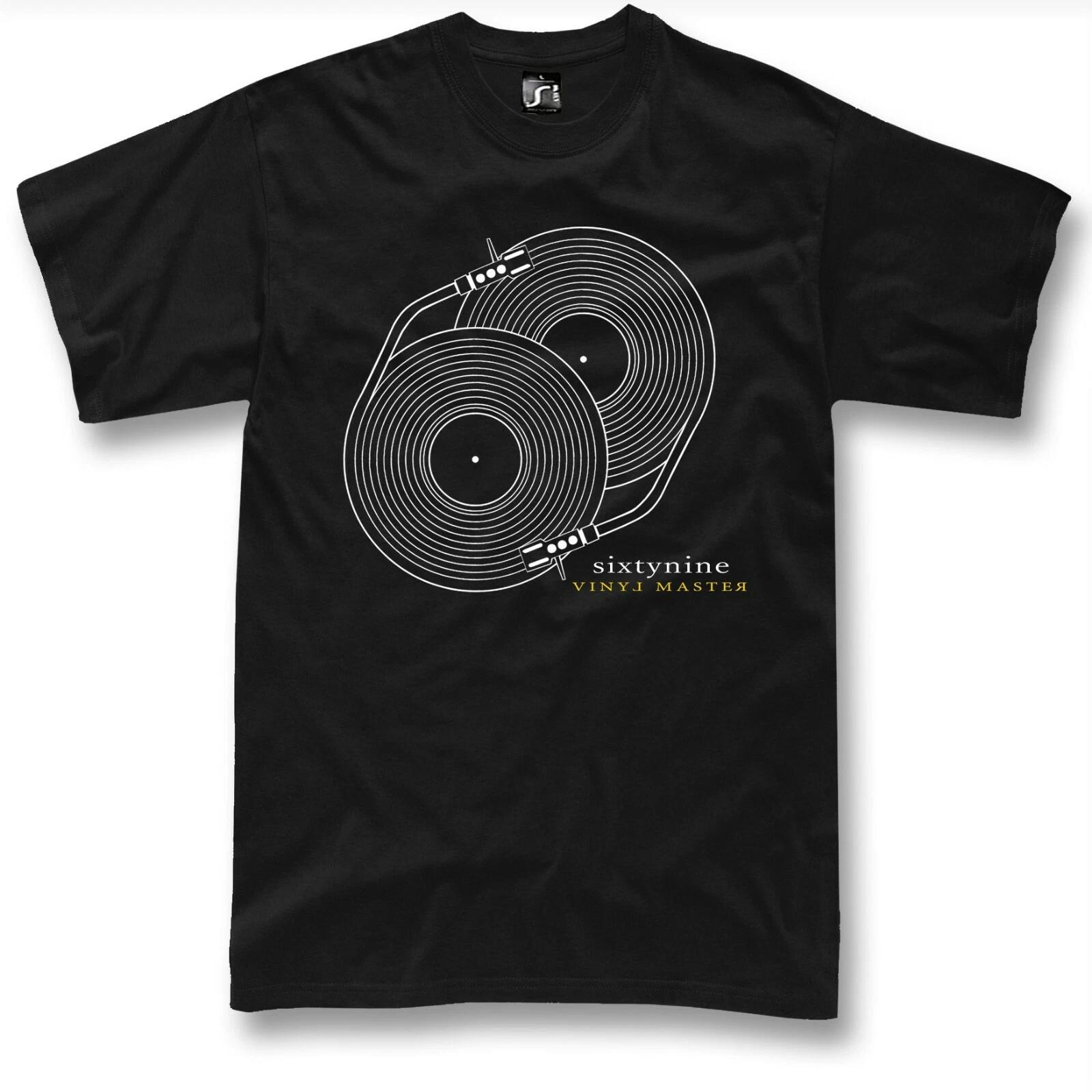 Vinyl Record T-Shirt 69 DJ Gift Turntable Technics Sixty-Nine DJ Tee XS