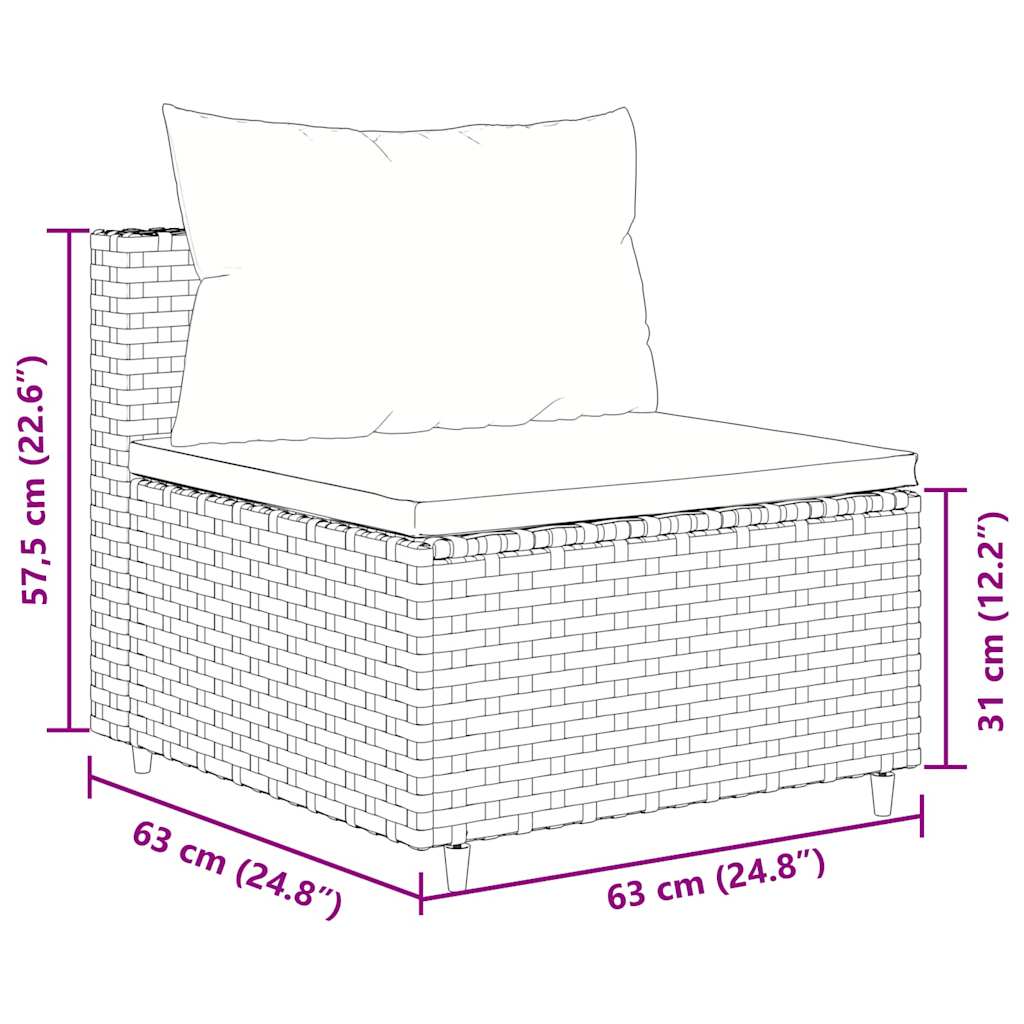 3 Piece Garden Sofa Set with Cushions Brown Poly Rattan