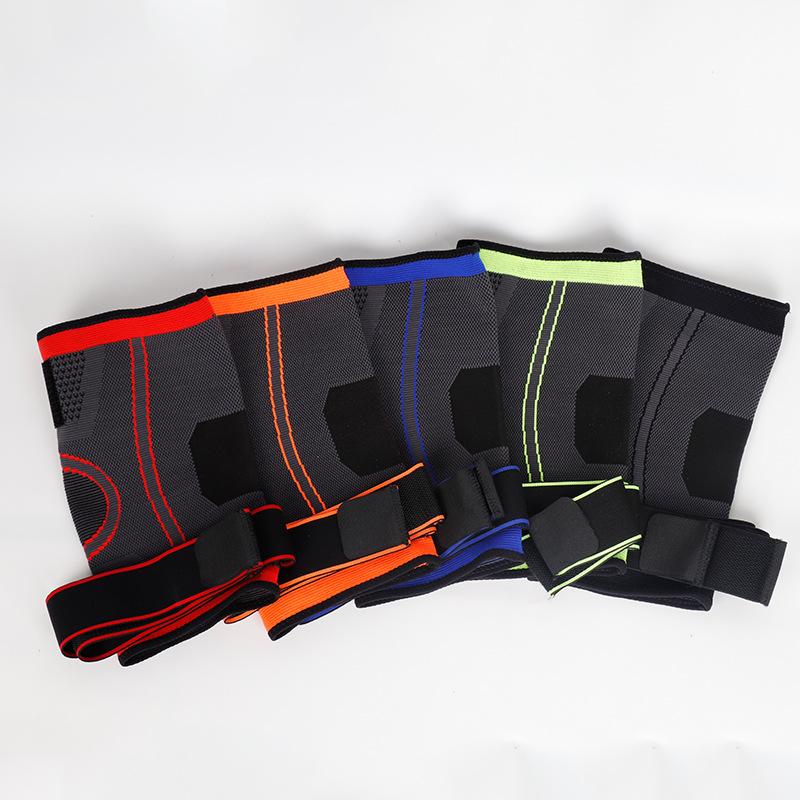 Rodilleras personalizables, vendajes de nailon tejidos, rodilleras de presión, rodilleras deportivas, equipo de protección para correr y fitness, y rodilleras con correas