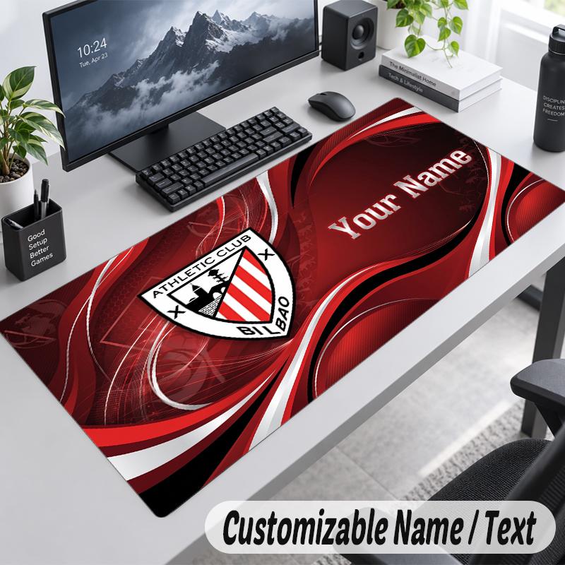 Custom Name Text Mouse Pad Athletic Bilbao FC Personalized Desk Pad For Work And Gaming