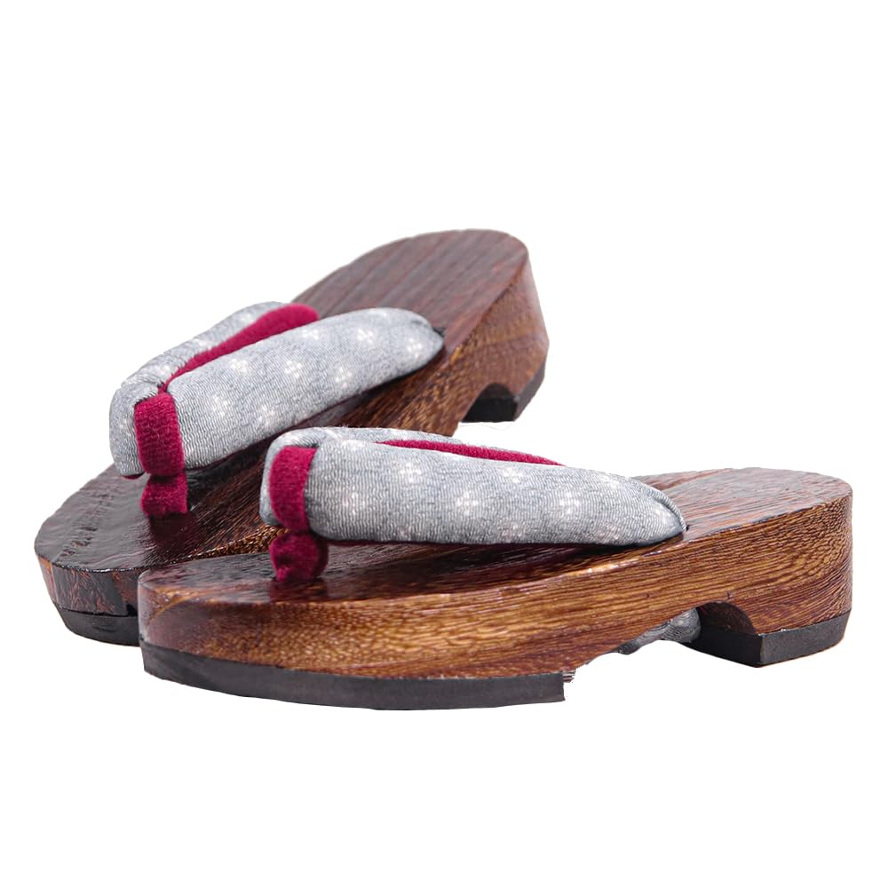 Geta in Dull Burnt Paulownia Wood for Girls [KYOETSU] (Japanese Clogs) (1 Gray, measurement_18_point_0_centimeters)