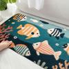 Wave Seahorse Pattern Bathroom Door Mat, Water Absorbent Small Carpet, Toilet Seat Mat, Decorative Floor Mat, Machine Washable