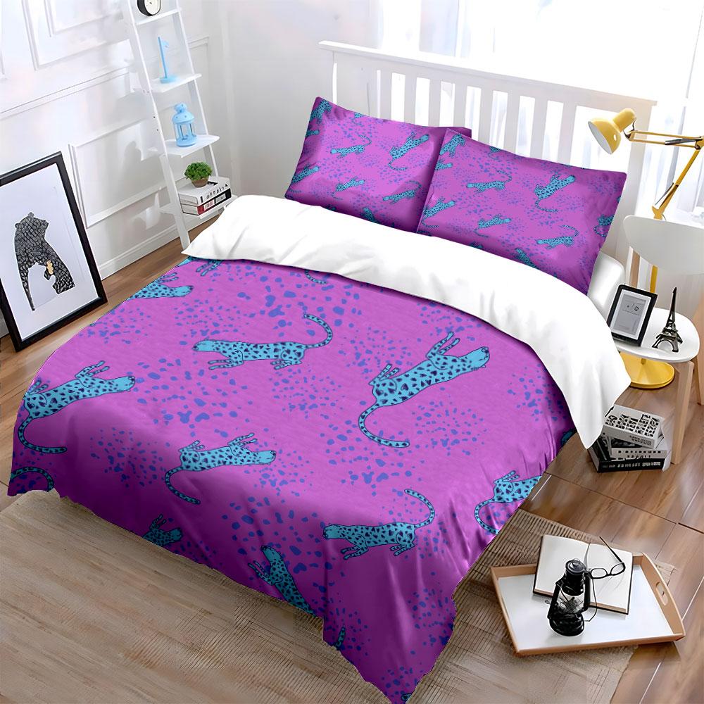 Grosstor Unisex Leopard Print Three-Piece Set Multiple Sizes Kid's And Adults' Bedroom Exquisite 3Pc Bedding Set, Gift