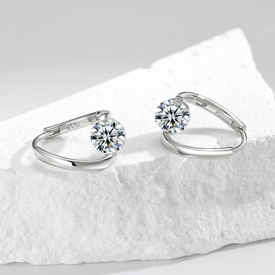 1 Pair Drop Earrings Cubic Zirconia Inlay Arc-Shaped Design Earrings Lightweight Comfortable Wearing Women Earrings Jewelry Gift