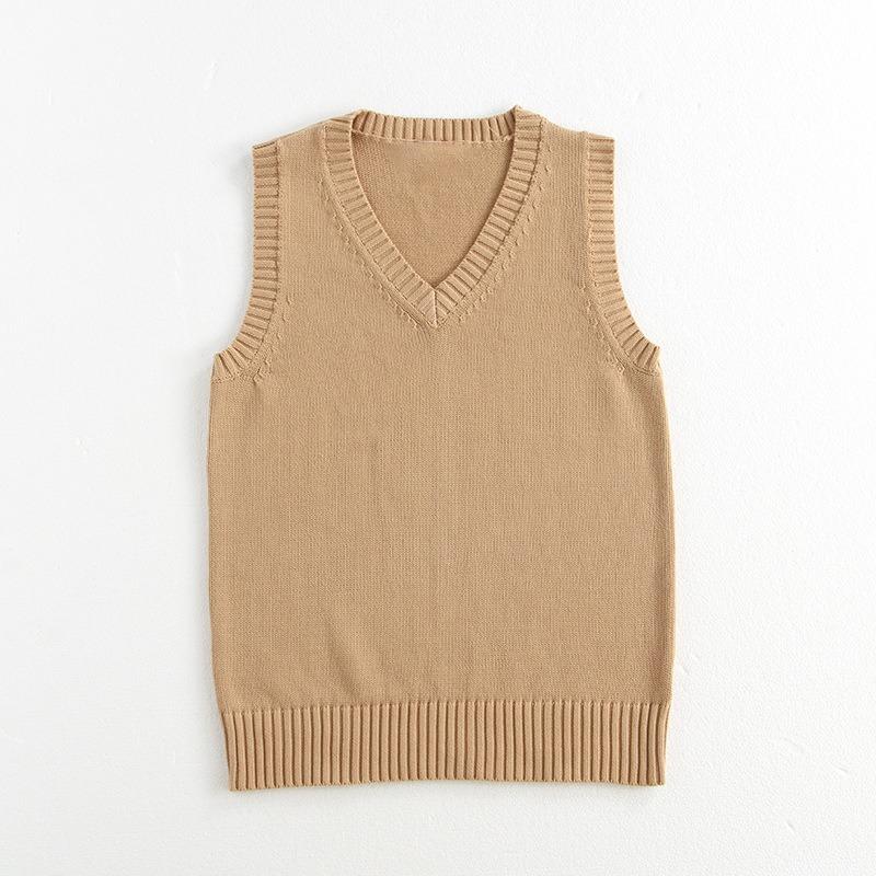 Autumn Winter V-neck Women Pullover Knitted Sweater Vest Solid Color Fashion Loose Casual Sleeveless Simple Office Tops Elegant Women Clothing