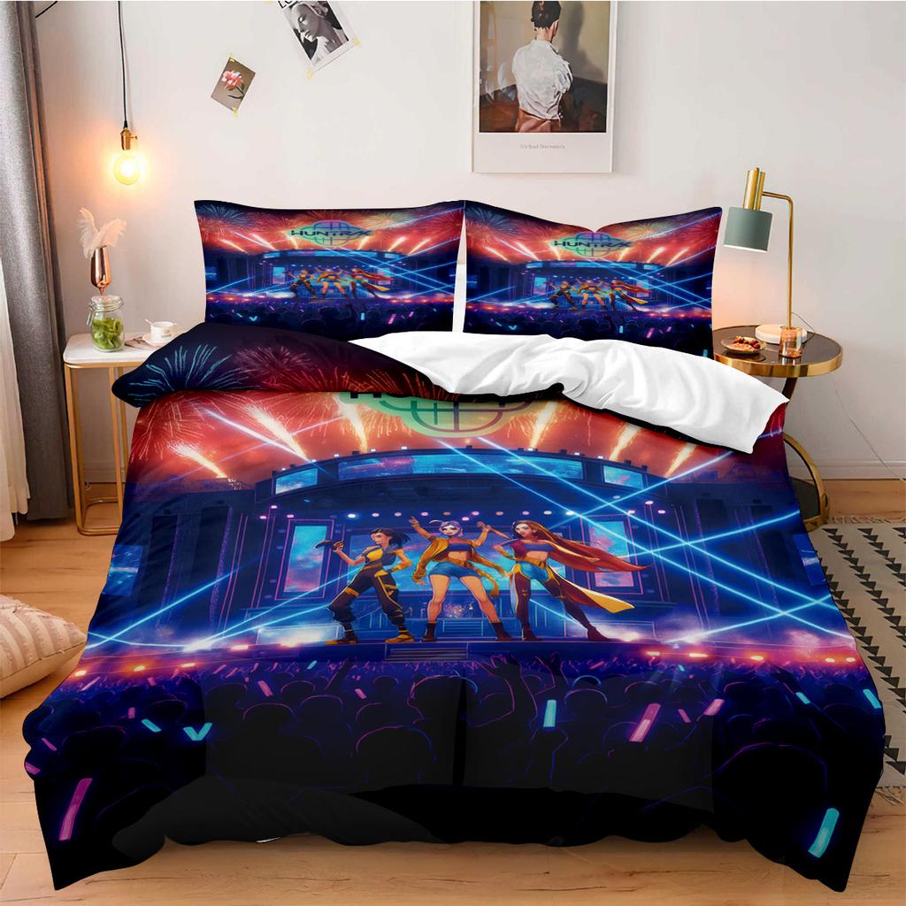 K-Pop Demon Hunter Beddding Set for Fans Kids Machine Washable Durable King Queen Twin Size for K-pop Girls Home Bedroom Decor