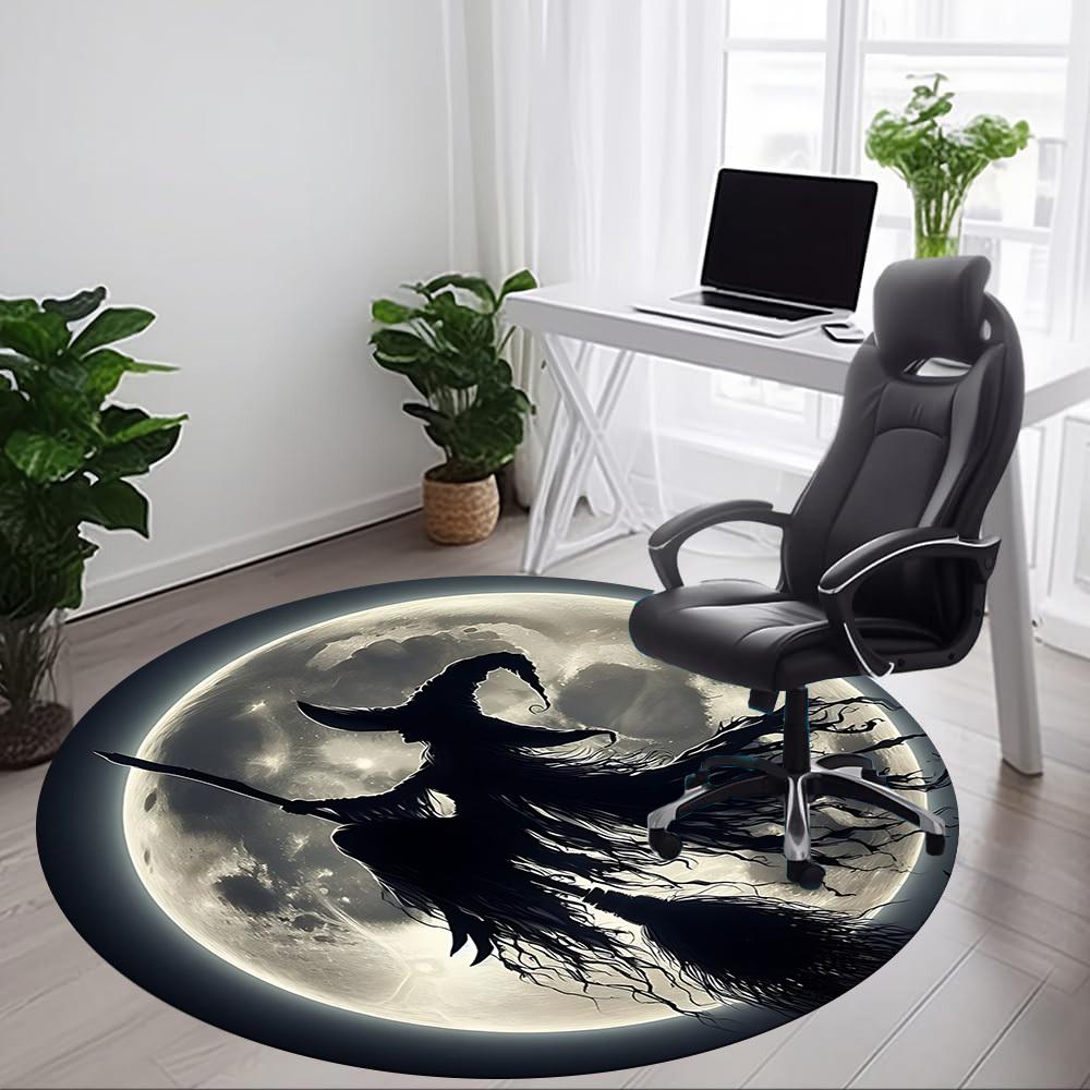 1pc Moon Witch Office Round Area Rug, Under Office Chairs Bedroom Living Room Home Decor, Room Deco, Available in Various Sizes