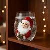 Weihnachtsgeschenk für Freunde Stielloses Glas, Santa Claus Dekoratives Trinkglas, Niedliche Wintergetränke Tasse Transparenter Wasserbecher Saisonal