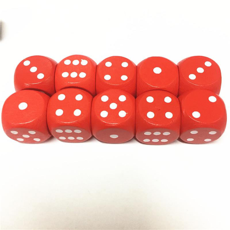 10Pcs Wood Dice D6 Sided Dice 16Mm Digital Number Or Point Cubes Round Coener For Kid Toys Board Games