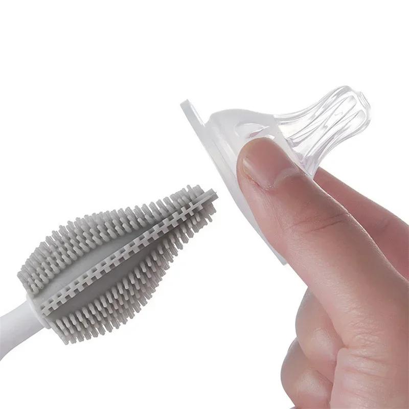 Silicone Bottle Cleaning Brush Baby Pacifier Straw Scrubber Food Grade Material 360 Degree Glass Washing Kitchen Cleaning Tool