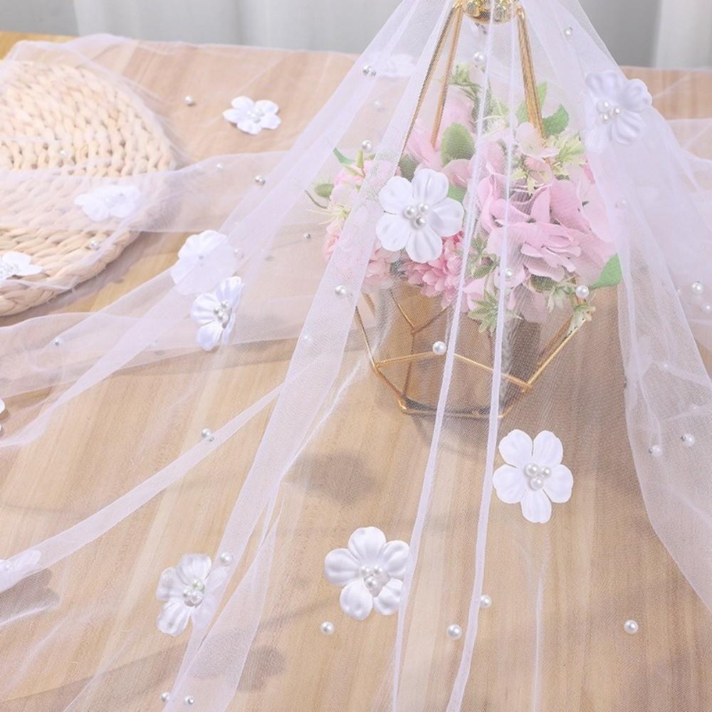Pearl Embellishments Flower Pearl Tablecloth Elegant Tulle Fabric Tablecloth  Bridal Shower