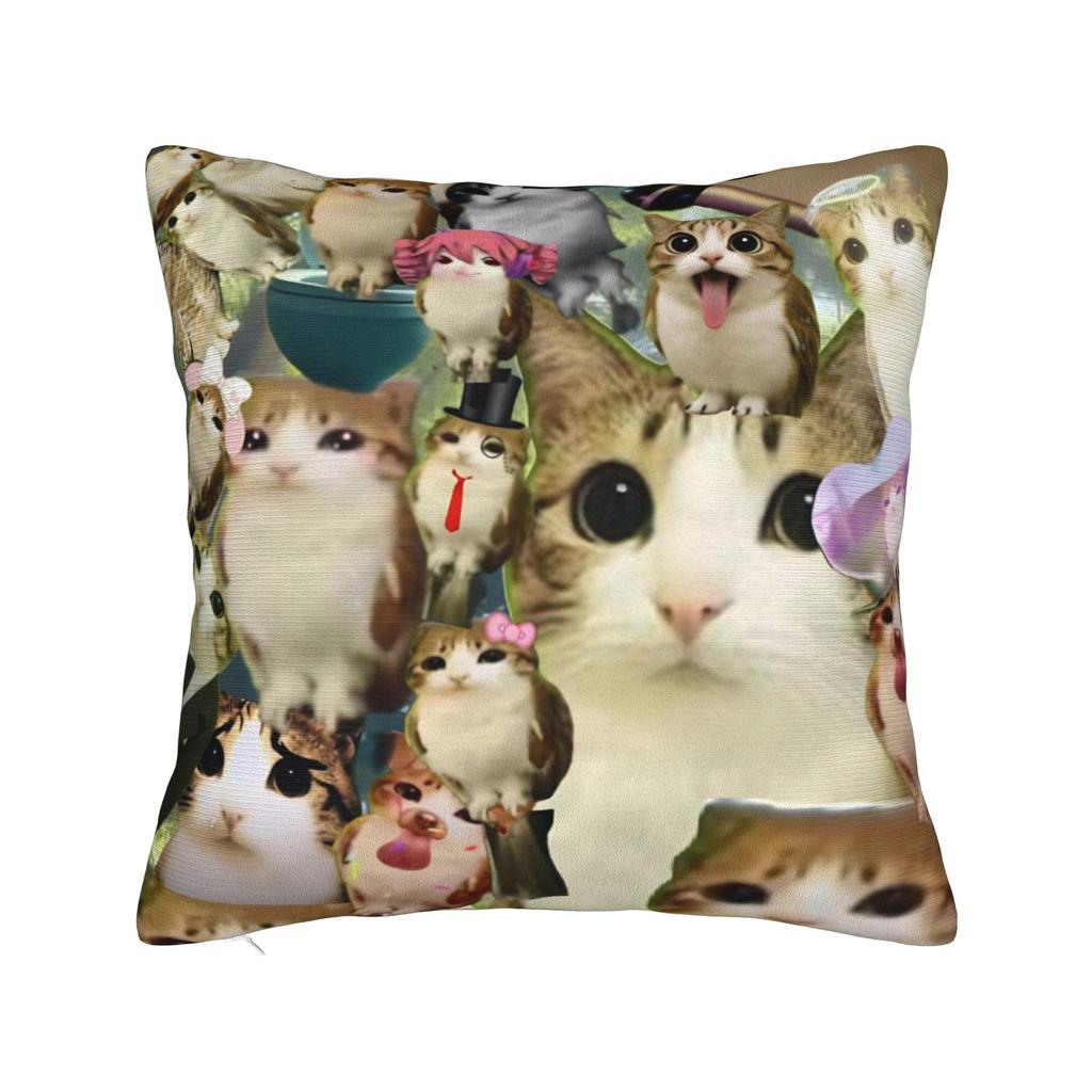 Decorative Pillowcase Meowl Cat Owl Meme Accessories Bed Pillow Case Cover Zippered Multi-Size