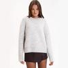 American Lazy Short Gray Pullover Sweater Women's Autumn and Winter Loose Long-haired Alpaca Hair Crew-neck Knitted Sweater