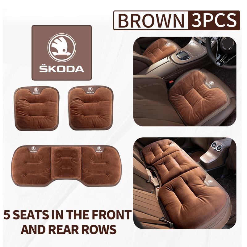 OENU7 For Skoda Flannel Warm Car Seat Anti Slip Cover Chair Front Rear Cushion Pad Octavia Superb RAPID FABIA KAMIQ KAROQ KODIAQ YETI