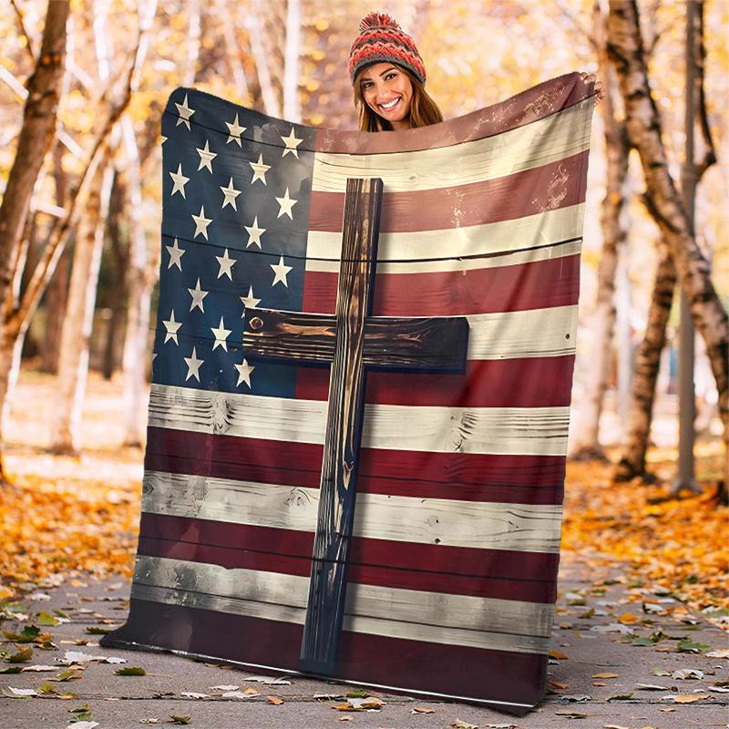1pc Artistic American Flag blanket, al season lightweigh Poster blanket home office outdoor nap multifunc Poster blanketional blanket