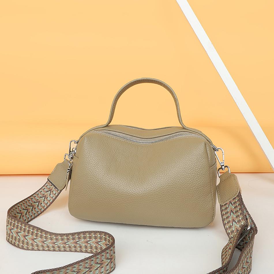 New Cowhide Head Layer Cowhide Classic One-shoulder Crossbody Double Pull Large Capacity Fashionable Bag Women's Quality Inspection Cowhide Leather