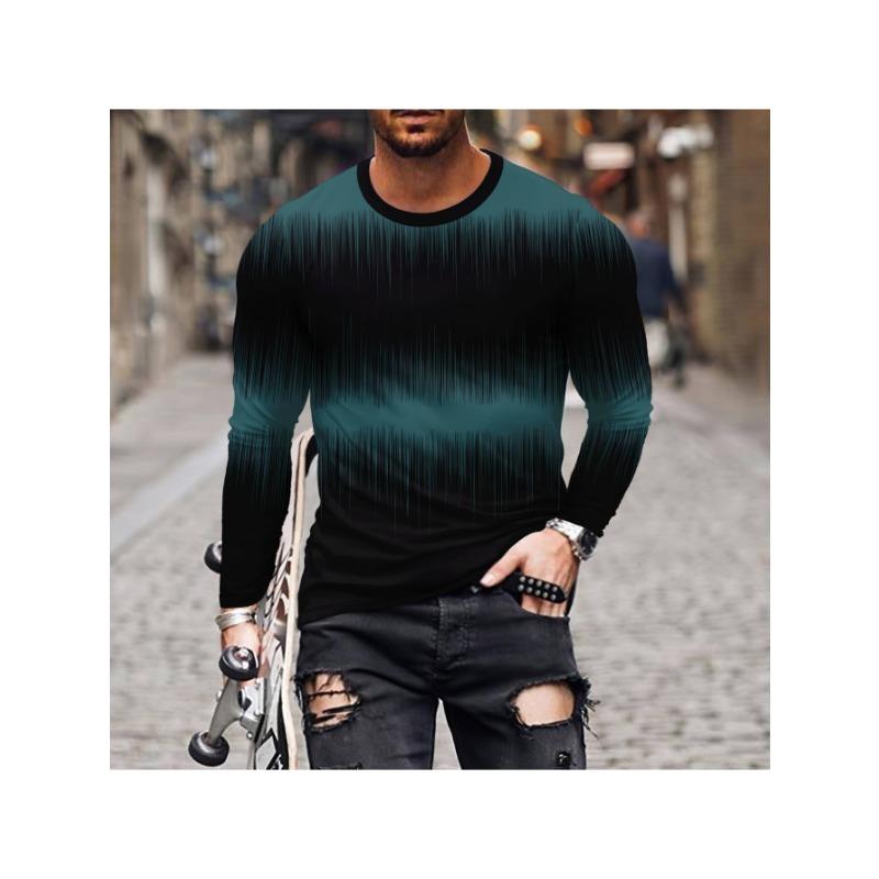 

Яркая 3D цветная футболка с круглым вырезом и длинным рукавом - мужская повседневная летняя футболка для повседневной носки и отдыха на природе, дышащая, мягкая 6XL