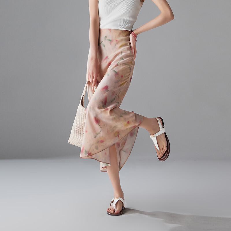 SOFSIL Women's Silk High-Waisted Floral Print Skirt