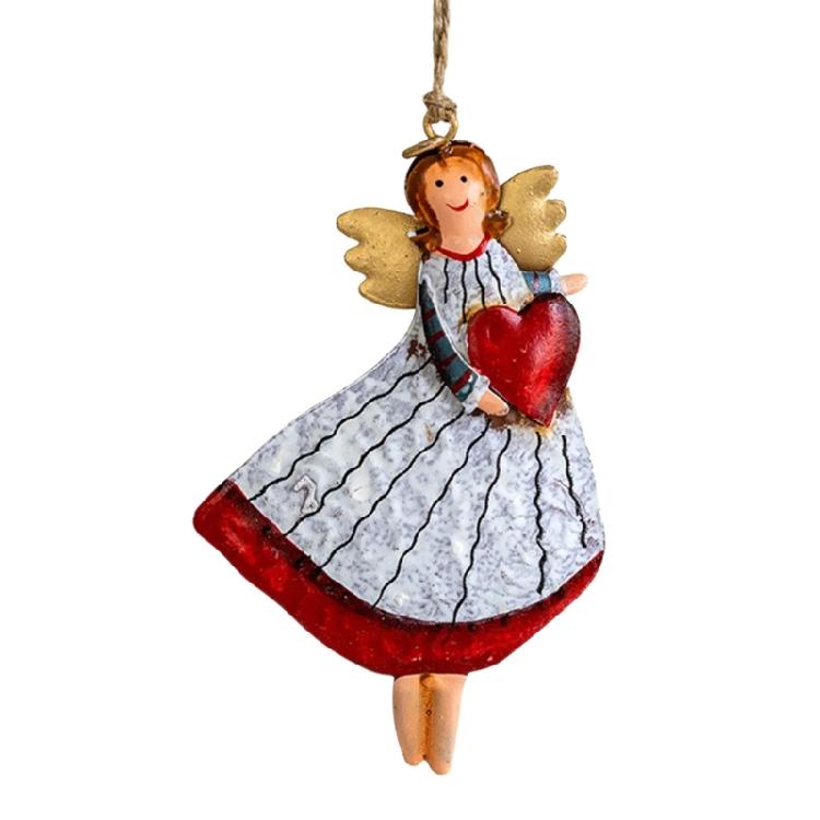 Classical Iron Angel Ornament For Christmas Tree Decorating Retro Style Home Holiday Accent Angel Iron Wall Hanging