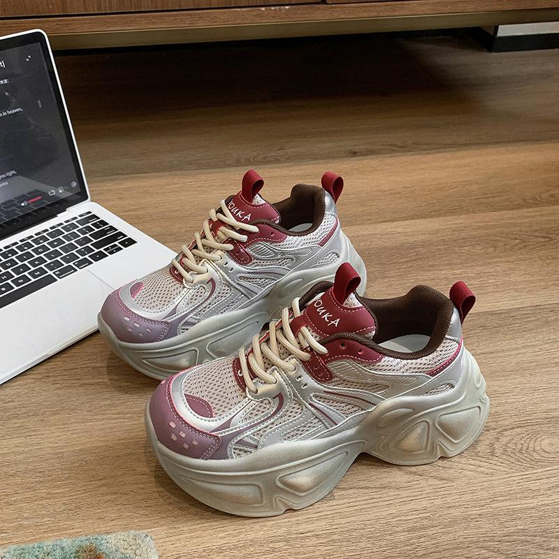 

[DONG JI] Height-increasing platform dad shoes women s 2024 autumn shoes children s versatile sports and leisure 40 бордовий