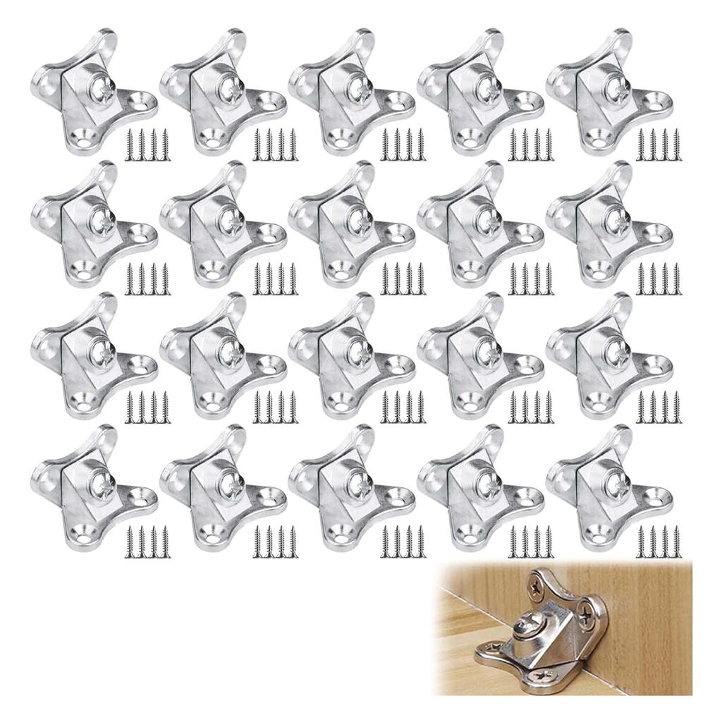 20 Pcs Zinc Alloy Butterfly Corner Code Right Angle Metal Bracket Corner Brace for Wood Furniture Cabinet Shelves