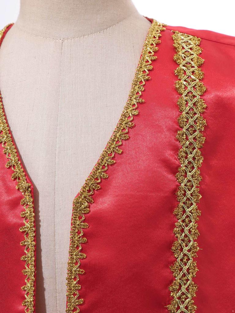 Kids Boys Fairytale Cosplay Arabian Prince Costume V Neck Open Front Waistcoat Vest Halloween Fancy Dress Up