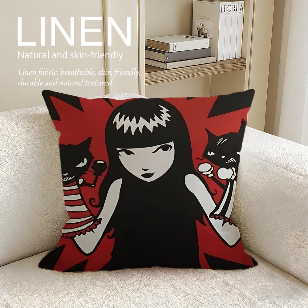 Cute Emily the Strange Cushion Cover Pillowcase Set Pcs x x Breathable Washable Sofa Cushion Cover